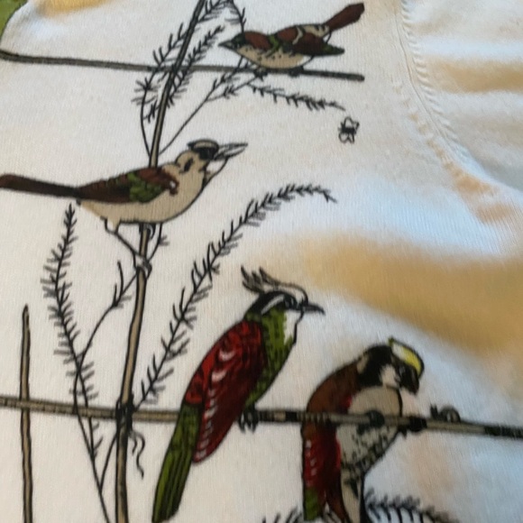 CAbi White Cardigan with birds sweater in small. - Picture 12 of 12
